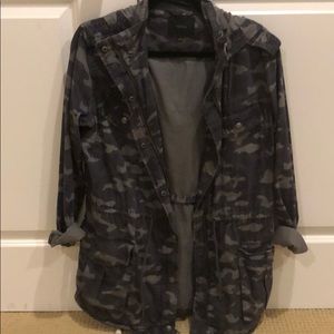 Hooded Navy Military Jacket. Size small.